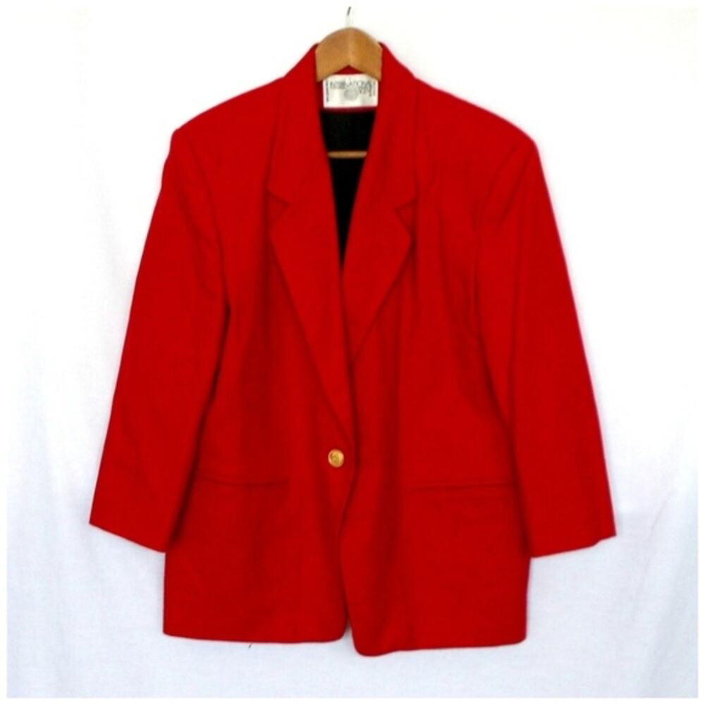 Vintage International Scene Red Cashmere & Wool Blend School Boy Blazer Medium
